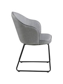 Chaise design Mitzie, Tissu gris clair, pieds noir