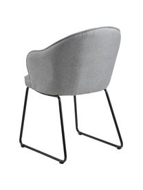 Sedia con braccioli  Mitzie, Rivestimento: poliestere Con 25.000 cic, Gambe: metallo verniciato, Tessuto grigio chiaro, gambe nero, Larg. 57 x Prof. 59 cm