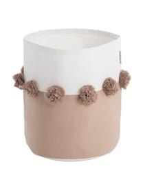 Cestino portaoggetti con ponpon Seashell, 100% cotone, Rosa, bianco, Ø 22 x Alt. 25 cm