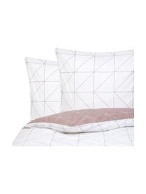 Biancheria da letto reversibile in cotone ranforce Marla, Malva & bianco, fantasia, 255 x 200 cm, 3 pz