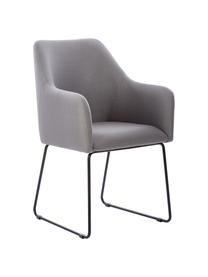 Chaise grise à accoudoirs Isla, Tissu gris, noir, larg. 60 x prof. 62 cm