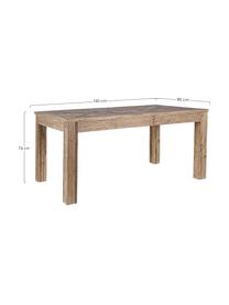 Jedálenský stôl z dreva Kaily, Recyklované brestové drevo s patinou, Béžová, Š 160 x H 90 cm