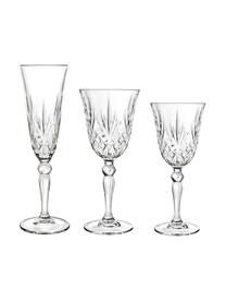 Set de copas de vino de cristal con relive Melodia, 6 comensales (18 pzas.), Cristal, Transparente, Set de diferentes tamaños