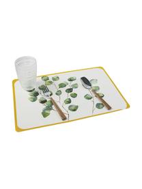 Kunststoffen placemats Botanique, 6-delig, Kunststof, Wit, groen, geel, B 45 x D 30 cm