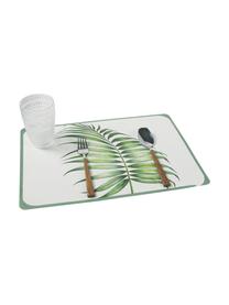 Kunststoffen placemats Botanique, 6-delig, Kunststof, Wit, groen, geel, B 45 x D 30 cm