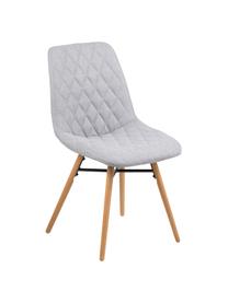 Gestoffeerde stoelen Lif, 2 stuks, Bekleding: 100% polyester, Poten: beukenhout, Bekleding: lichtgrijs. Poten: eikenhoutkleurig. Onderstel: zwart, 46 x 85 cm