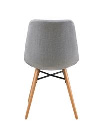 Gestoffeerde stoelen Lif, 2 stuks, Bekleding: 100% polyester, Poten: beukenhout, Bekleding: lichtgrijs. Poten: eikenhoutkleurig. Onderstel: zwart, 46 x 85 cm