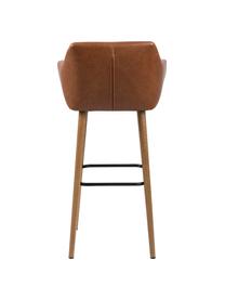 Krzesło barowe ze sztucznej skóry Nora, Tapicerka: sztuczna skóra (poliureta, Nogi: drewno dębowe, olejowane, Skórzany koniakowy, nogi: drewno dębowe, S 55 x W 101 cm