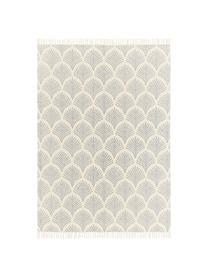 Tapis beige à franges tissé à plat Klara, Beige, bleu, larg. 120 x long. 180 cm (taille S)