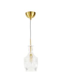 Kleine hanglamp Brussels van glas, Lampenkap: glas, Transparant, goudkleurig, Ø 13  x H 30 cm