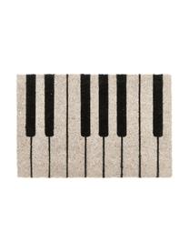 Felpudo Piano, Parte superior: fibras de coco, Reverso: plástico (PVC), Negro, crema, An 40 x L 60 cm