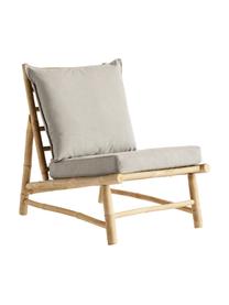 Bamboe loungefauteuil Bamslow met bekleding, Frame: bamboe, Bekleding: 100% katoen, Grijs, bruin, B 55 x H 87 cm