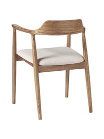 Silla con reposabrazos de madera de fresno Alis, Asiento: 80% poliéster, 20% Rayon, Estructura: madera de fresno, Tejido beige, madera de fresno, An 59 x Al 78 cm