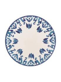 Handgemachte Frühstücksteller Ikat, 6 Stück, Keramik, Weiß, Blau, Ø 21 cm