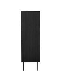 Dressoir Stripe van eikenhout, Frame: MDF met eikenhoutfineer, Frame: metaal, Eikenhoutkleurig, zwart, 101 x 140 cm