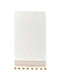 Handdoek Karma in verschillende formaten, met hoog-laag patroon, Wit, beige, Handdoek, B 50 x L 90 cm