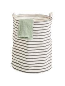 Cesta de lavandería Stripes, Tejido canvas, Gris, blanco crema, Ø 38 x Al 48 cm