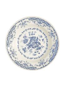 Piatto fondo con motivo floreale Rosa 2 pz, Ceramica, Bianco, blu, Ø 23 x Alt. 4 cm