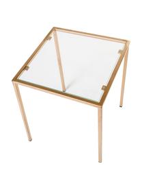 Tavolino in vetro Lennard, Piano d'appoggio: vetro temperato, Struttura: metallo rivestito, Ottonato, Larg. 40 x Prof. 40 cm
