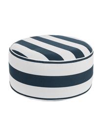 Nadmuchiwany puf zewnętrzny Stripes, Tapicerka: 100% tkanina poliestrowa , Biały, niebieski, Ø 53 x W 23 cm