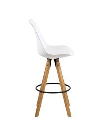 Barové stoličky Dima, 2 ks, Sedacia plocha: biela Nohy: kaučukovníkové drevo Podnožka: čierna, Š 49 x V 112 cm