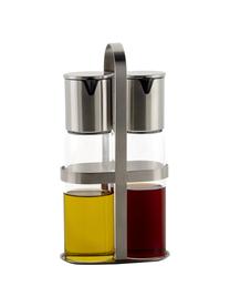 Essig- und Öl-Spender Milano aus Glas, 3er-Set, Behälter: Glas, Silberfarben, Transparent, Set mit verschiedenen Grössen