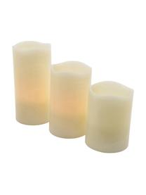 Set de velas LED con mando Warm, 3 pzas., Plástico, Crudo, Ø 8 x Al 15 cm