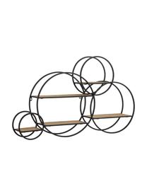 Étagère murale ronde en bois et métal Circles, Noir, brun, larg. 84 cm, haut. 54 cm