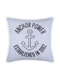 Kussen Guernezey Anchor, met vulling, 100% katoen, Wit, blauw, 45 x 45 cm