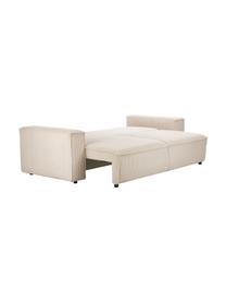 Sofa rozkładana ze sztruksu z miejscem do przechowywania Nihad (3-osobowa), Tapicerka: sztruks poliestrowy, Nogi: tworzywo sztuczne, Beżowy sztruks, S 245 x G 102 cm