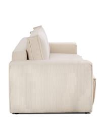 Sofa rozkładana ze sztruksu z miejscem do przechowywania Nihad (3-osobowa), Tapicerka: sztruks poliestrowy, Nogi: tworzywo sztuczne, Beżowy sztruks, S 245 x G 102 cm