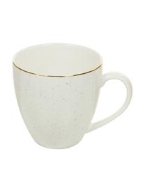 Handgemachte Kaffeetassen Bella mit Goldrand, 2 Stück, Porzellan, Cremeweiss, Ø 9 x H 9 cm