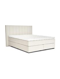 Premium Samt-Boxspringbett Lacey, Matratze: 7-Zonen-Taschenfederkern , Beige, 200 x 200 cm