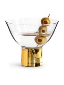 Cocktailgläser Club mit goldfarbenem Sockel, 2 Stück, Glas, mundgeblasen, Transparent, Goldfarben, Ø 10 x H 9 cm