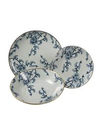 Service de table Hamasei, 6 personnes (18 élém.), Porcelaine, Blanc, bleu foncé, Lot de différentes tailles