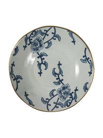 Serviesset Hamasei met goudkleurige rand, 6 personen (18-delig), Porselein, Wit, donkerblauw, Set met verschillende formaten