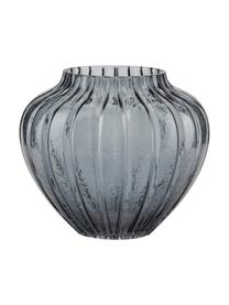 Glas-Vase Groove in Grau, Glas, Grau, Ø 20 x H 18 cm