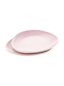 Ručně vyrobený snídaňový talíř s ručně provedenou glazurou Amalia, 2 ks, Porcelán, Světle růžová, krémově bílá, Ø 20 cm