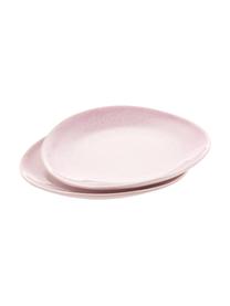 Platos postre artesanales Amalia, 2 uds., Cerámica, Rosa pálido, blanco crema, Ø 20 cm