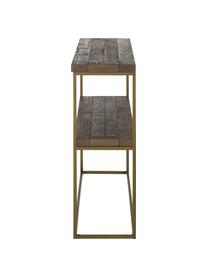 Sidetable Dalton in industrieel ontwerp, Frame: gelakt metaal, Planken: grijsbruin met zichtbare houtstructuur. Frame: goudkleurig, 121 x 84 cm