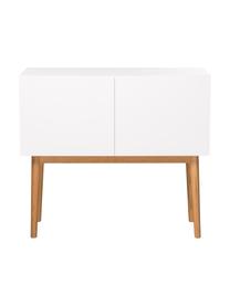 Kleines Sideboard High on Wood in Weiss Hochglanz, Korpus: Mitteldichte Holzfaserpla, Weiss, natur, 90 x 80 cm