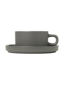 Petite tasse gris foncé mat/brillant Pilar, 2 pièces, Céramique, Gris foncé, Ø 9 x haut. 5 cm, 170 ml