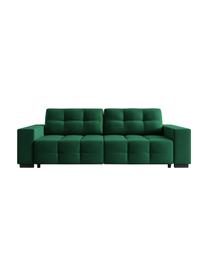 Divano letto 3 posti in velluto verde bottiglia Uvite, Rivestimento: 100% velluto di poliester, Struttura: legno di pino massiccio, , Piedini: legno, Verde bottiglia, Larg. 250 x Prof. 106 cm