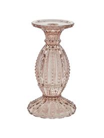 Candelabro de vidrio Silva, Vidrio, Rosa transparente, Ø 11 x Al 19 cm