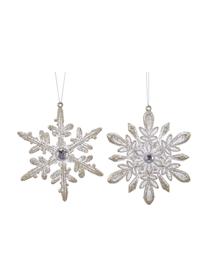 Set ciondoli di Natale Snowflakes 6 pz, Argentato, bianco, Larg. 12 x Alt. 14 cm