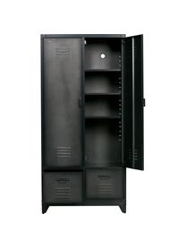 Metall-Schrank Wonen in Schwarz, Metall, beschichtet, Schwarz, 90 x 190 cm