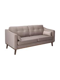 Samt-Sofa Alva (2-Sitzer) in Taupe mit Holz-Füssen, Bezug: Samt (Hochwertiger Polyes, Gestell: Massives Kiefernholz, Samt Taupe, B 184 x T 92 cm