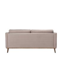 Fluwelen bank Alva (2-zits) in taupe met houten poten, Bekleding: fluweel (hoogwaardig poly, Frame: massief grenenhout, Poten: massief gebeitst beukenho, Taupe, B 184 x D 92 cm