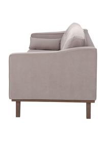 Fluwelen bank Alva (2-zits) in taupe met houten poten, Bekleding: fluweel (hoogwaardig poly, Frame: massief grenenhout, Poten: massief gebeitst beukenho, Taupe, B 184 x D 92 cm