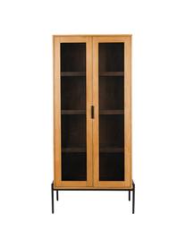 Dressoir Hardy van hout en metaal, Frame: MDF met eikenhoutfineer, , Poten: gecoat metaal, Eikenhoutkleurig, zwart, 80 x 180 cm